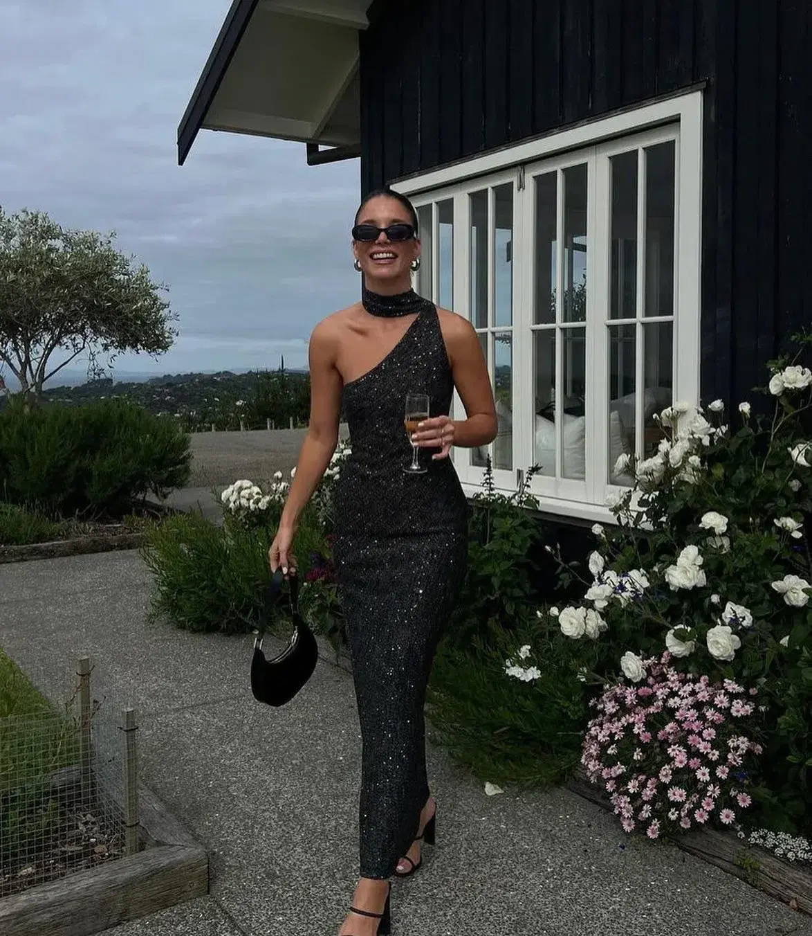 Asta Resort Jennifer Dress Charcoal Sequin Size S / AU 8 - Image 1