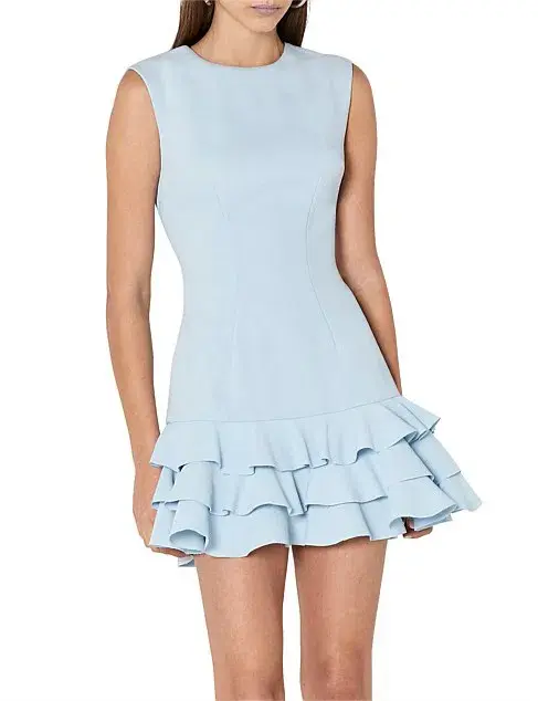 By Johnny Ice Gather Frill Mini Dress Blue Size 8  - Image 2