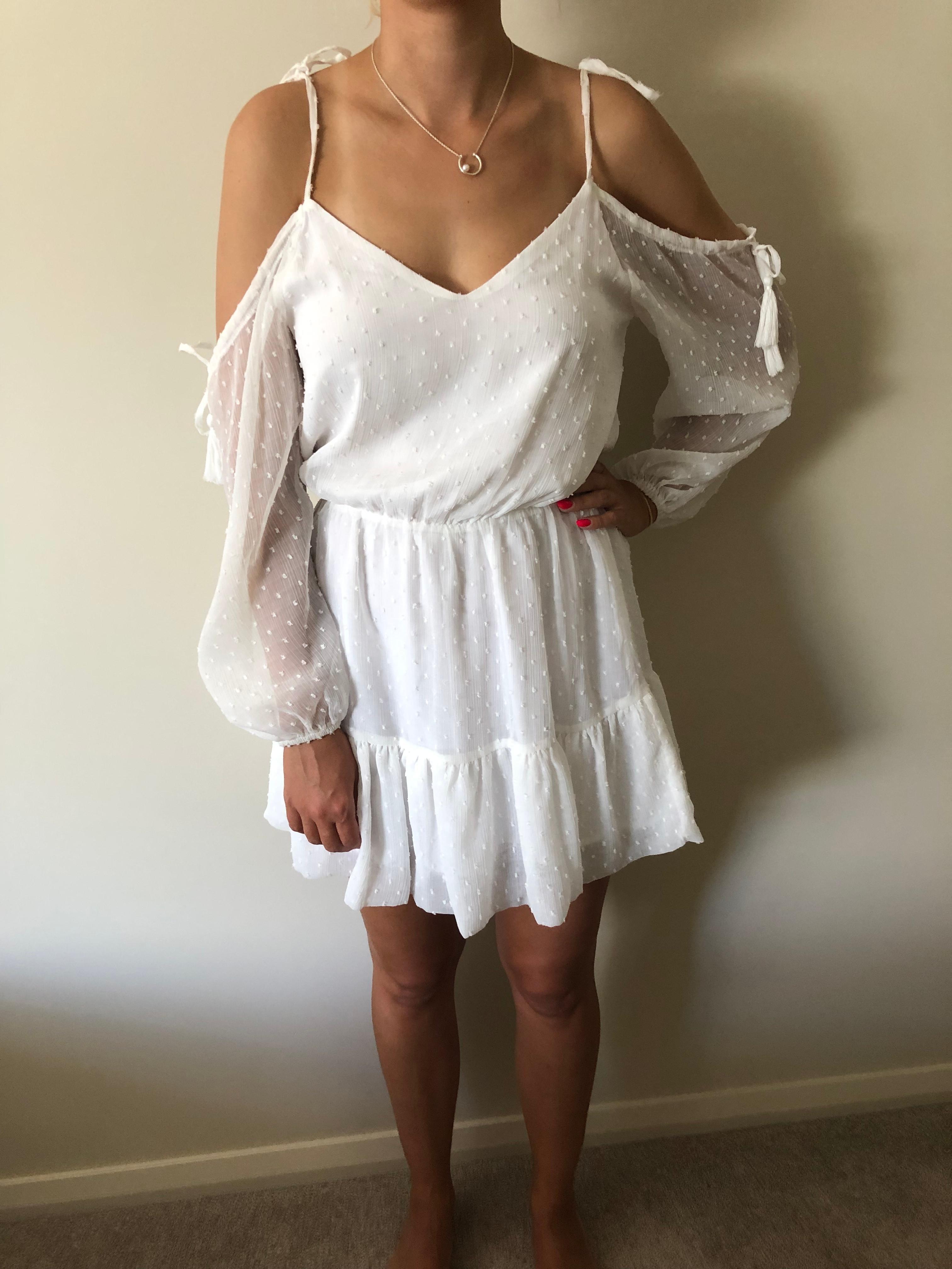 By Nicola Damsel Dress in White Dot Size 8 - Image 2