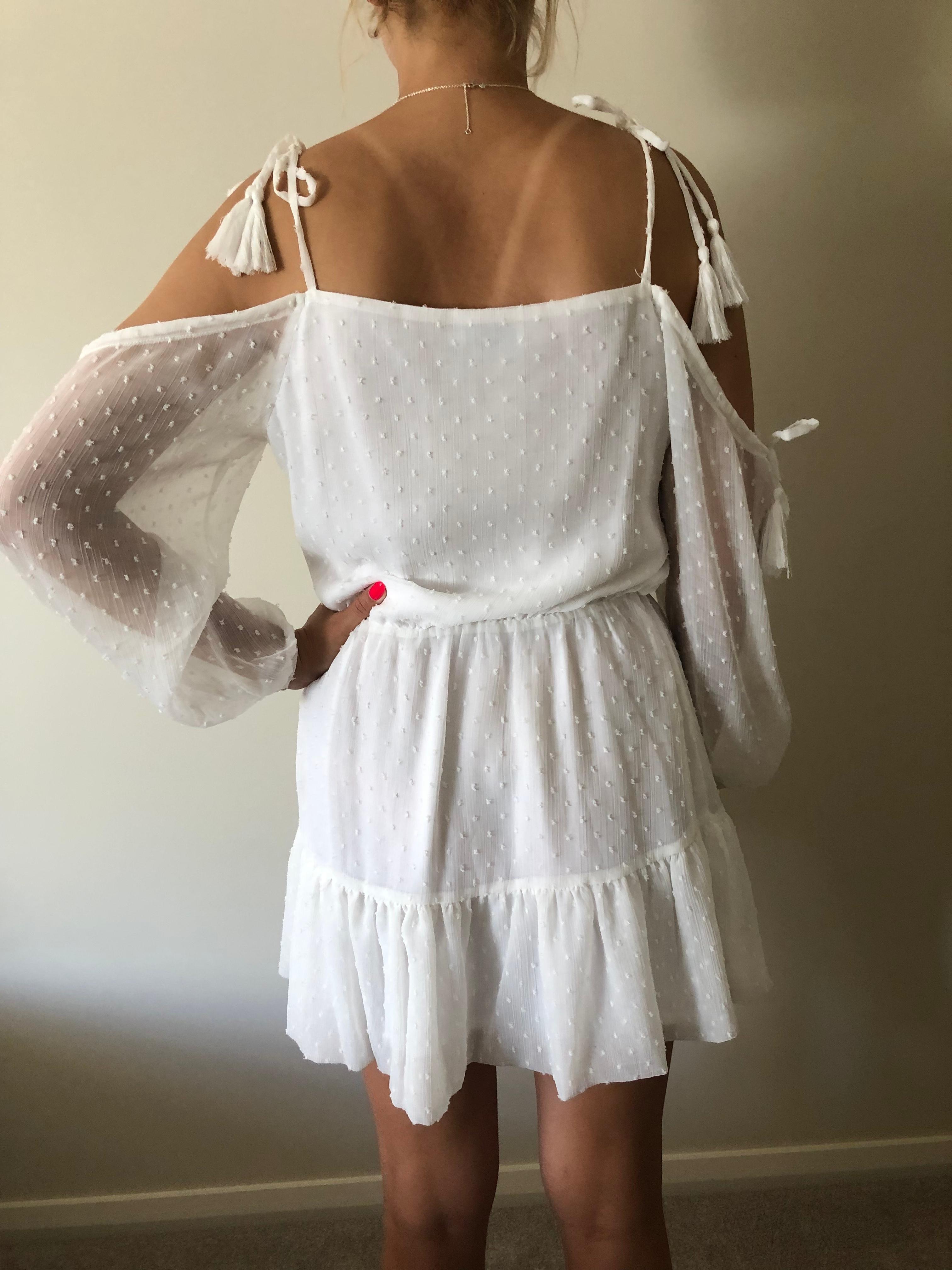 By Nicola Damsel Dress in White Dot Size 8 - Image 4