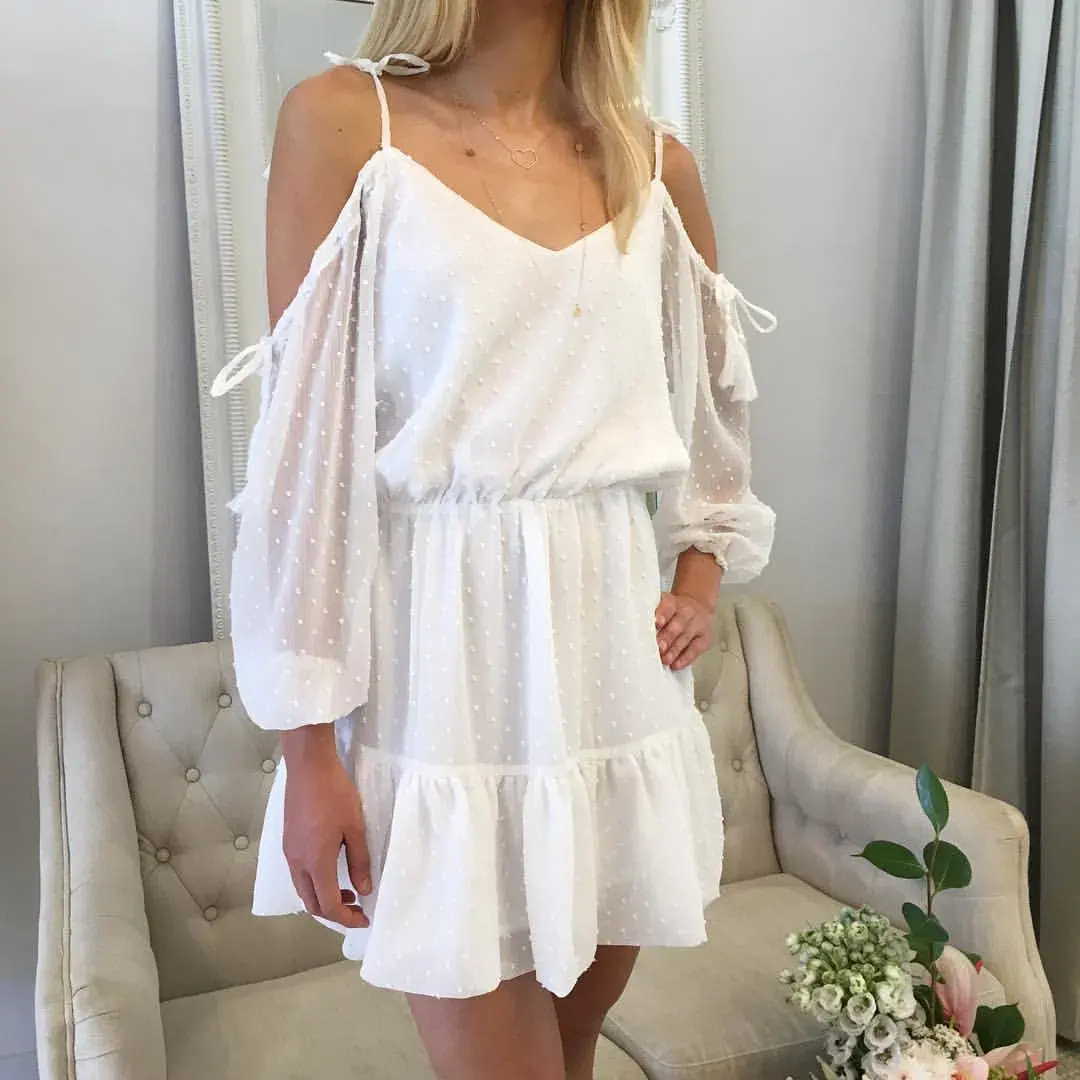 By Nicola Damsel Dress in White Dot Size 8 - Image 1
