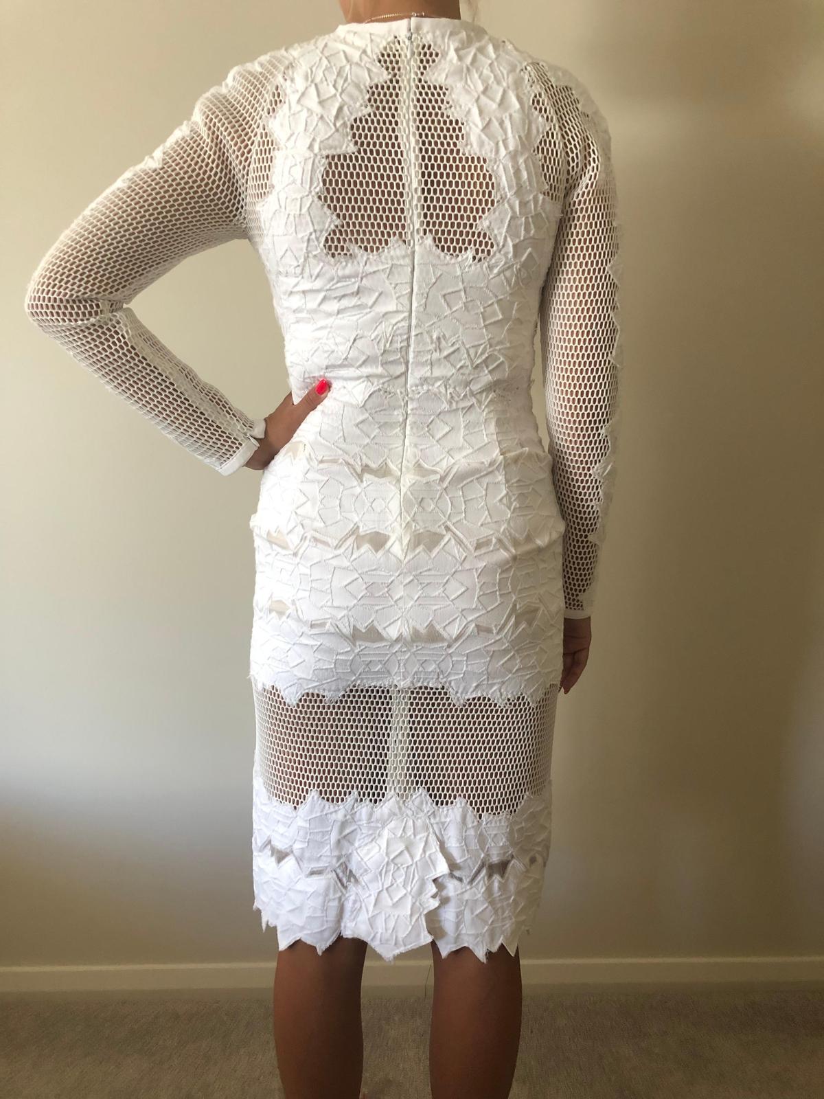 Jonathan Simkhai Burnout Brocade Long Sleeve Dress White Size 8 - Image 5