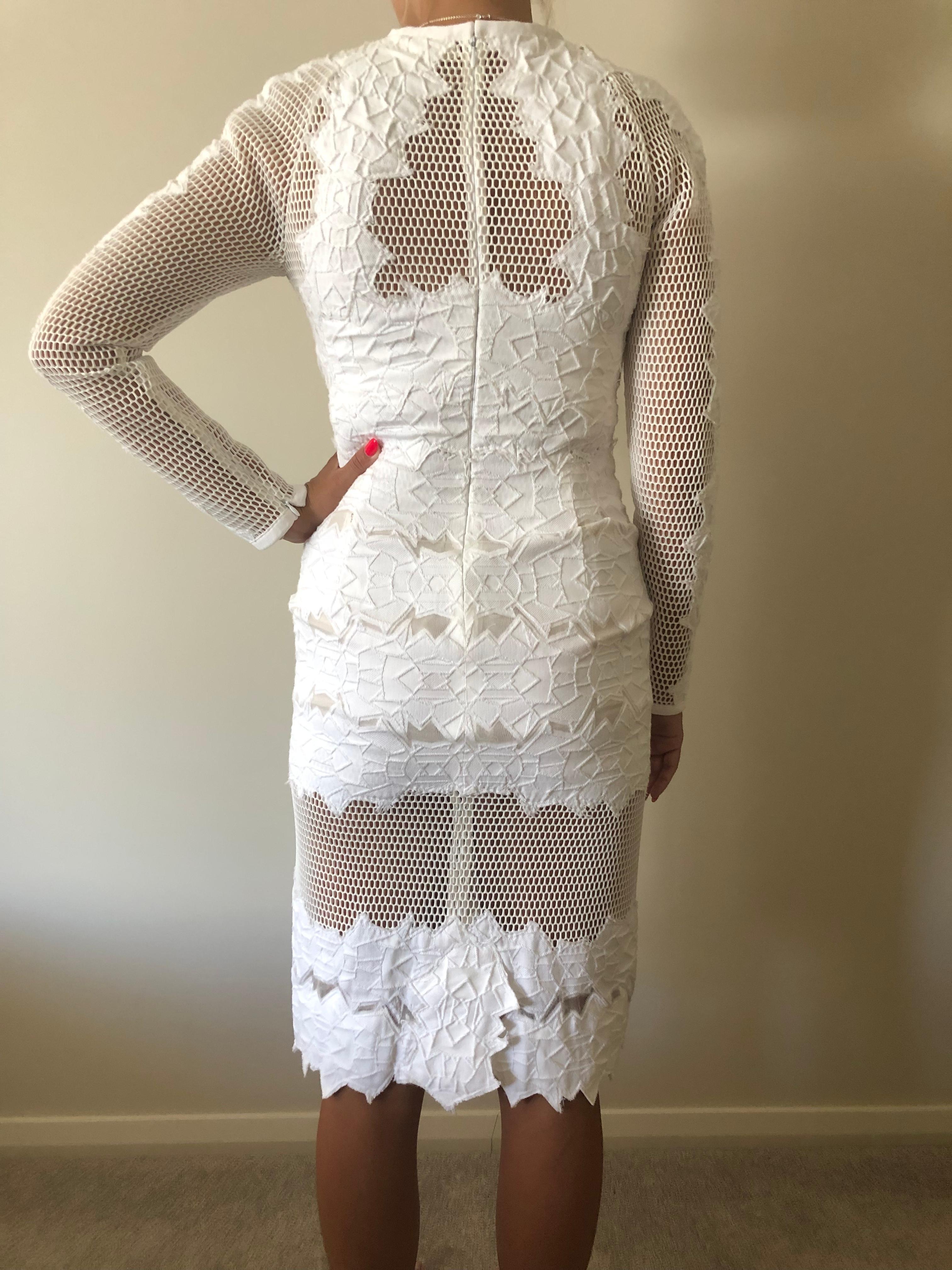 Jonathan Simkhai Burnout Brocade Long Sleeve Dress White Size 8 - Image 5