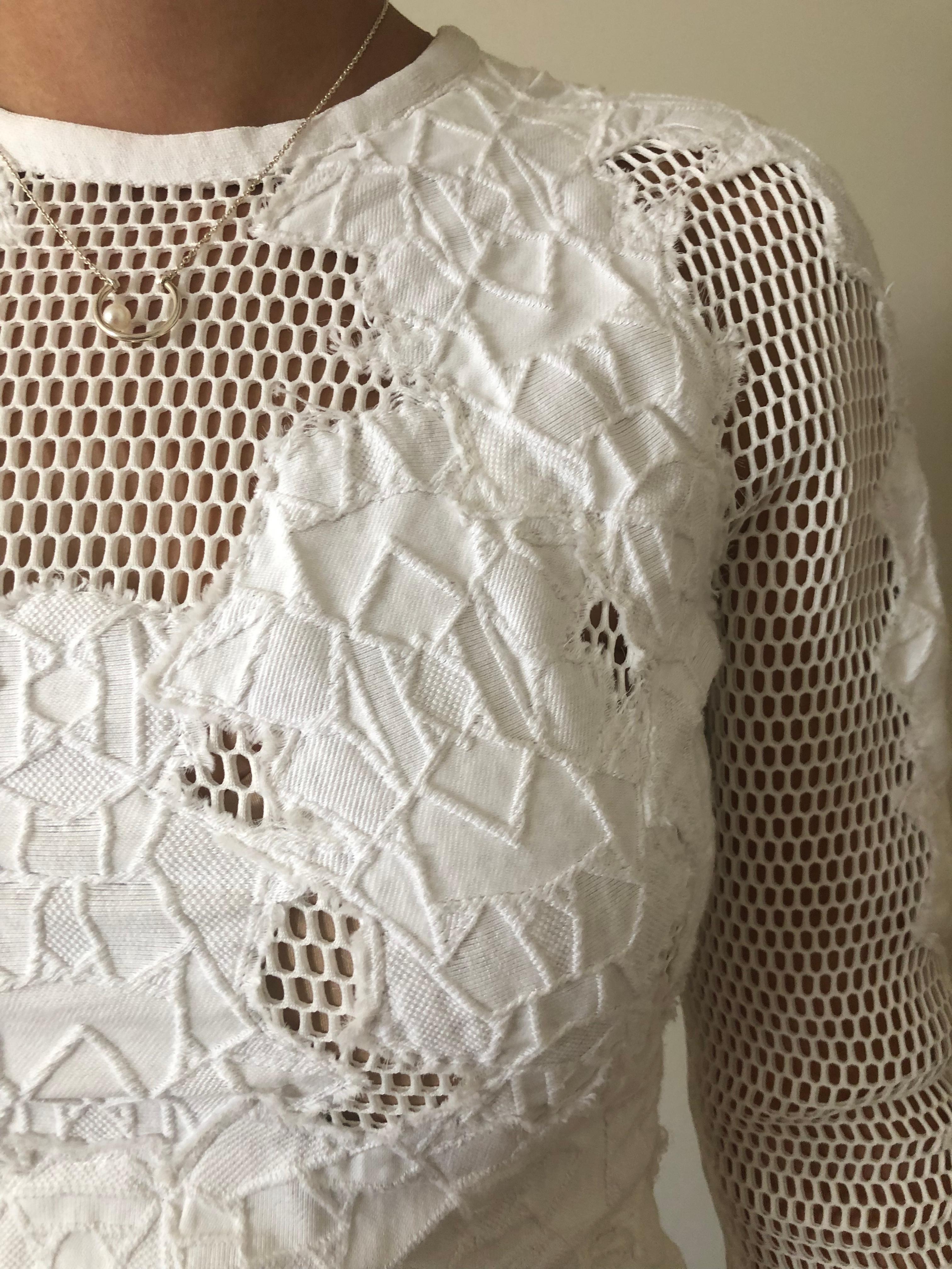 Jonathan Simkhai Burnout Brocade Long Sleeve Dress White Size 8 - Image 6