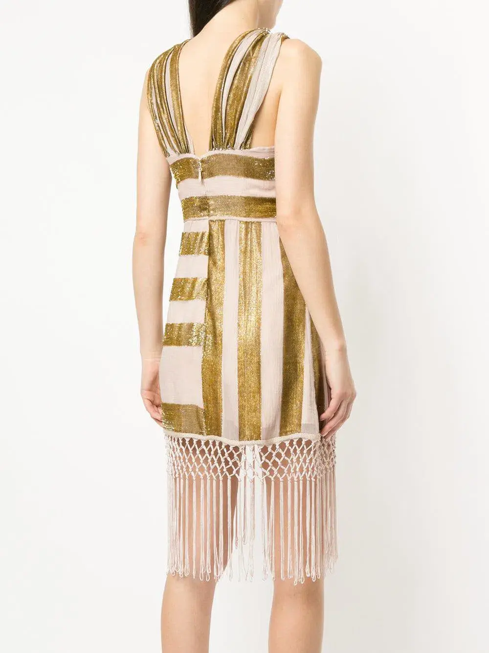 Alice McCall Surrealist Mini Dress in Gold Metallic Size 8 - Image 3