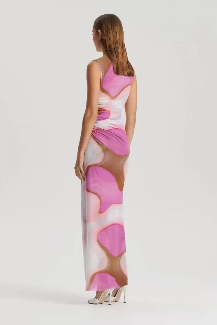 Scanlan Theodore Italian Watercolour Dress Pink Tan Size AU 6 - Image 3