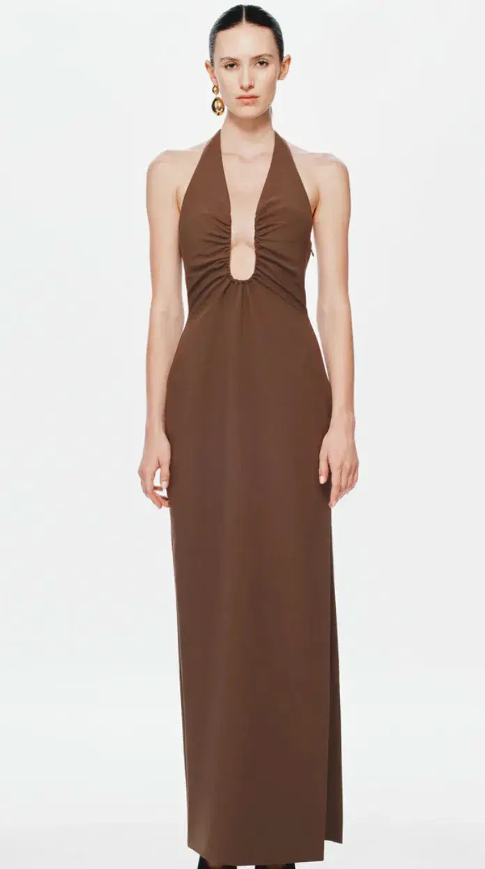 MISHA Alusia Maxi Dress Mink Brown Size 8/S - Image 1
