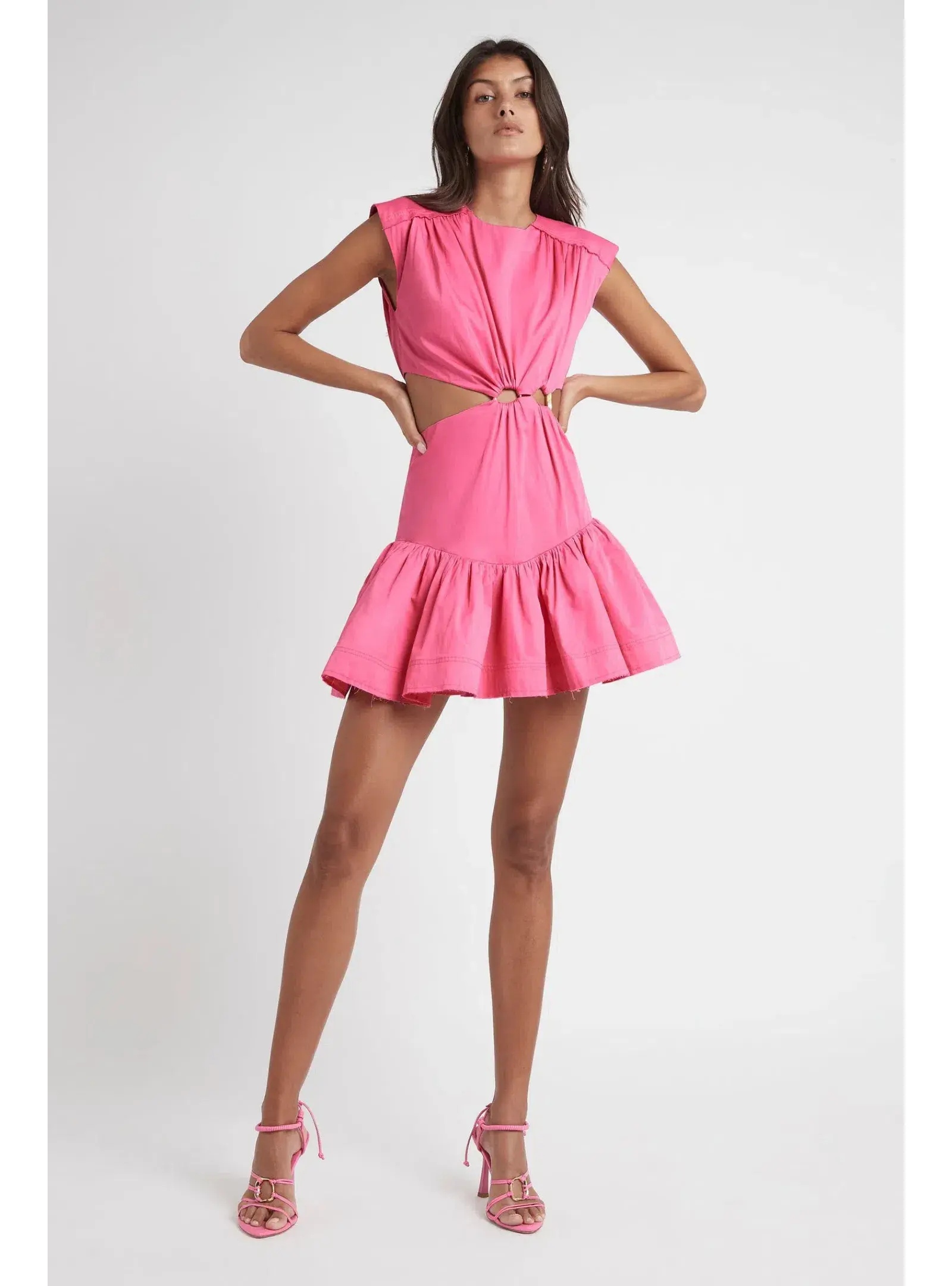 Aje Solstice Cut Out Ring Flip Mini Dress Pink Size AU 8 - Image 1