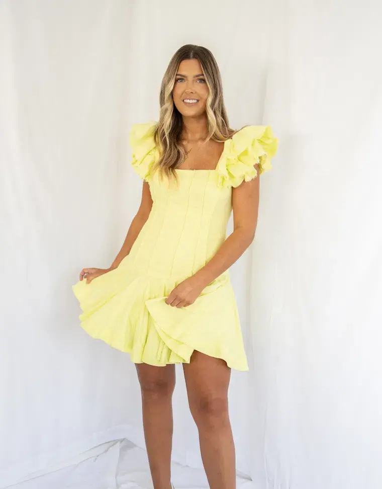 Aje Breathless Frill Sleeve Mini Dress Size AU 10 - Image 3