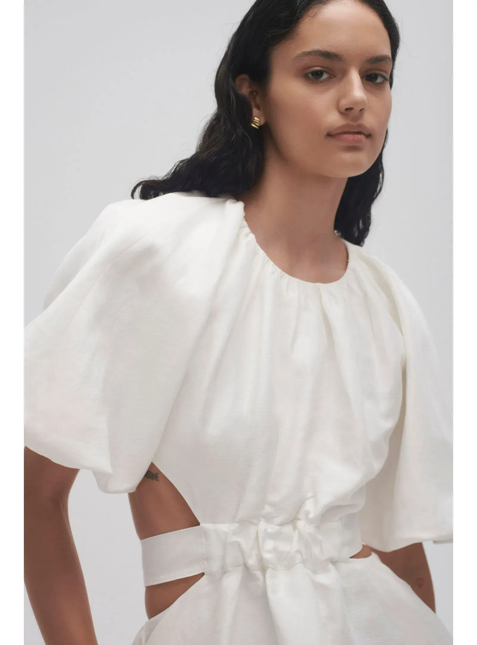 Aje Mimosa Cut Out Mini Dress in Ivory Size AU 6 - Image 2