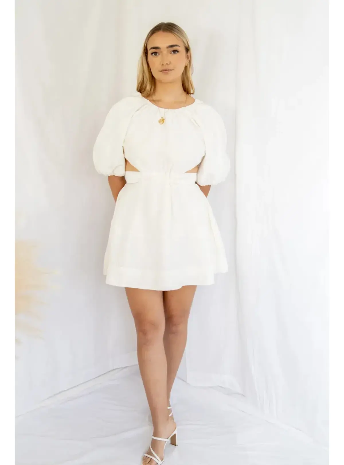 Aje Mimosa Cut Out Mini Dress in Ivory Size AU 6 - Image 4