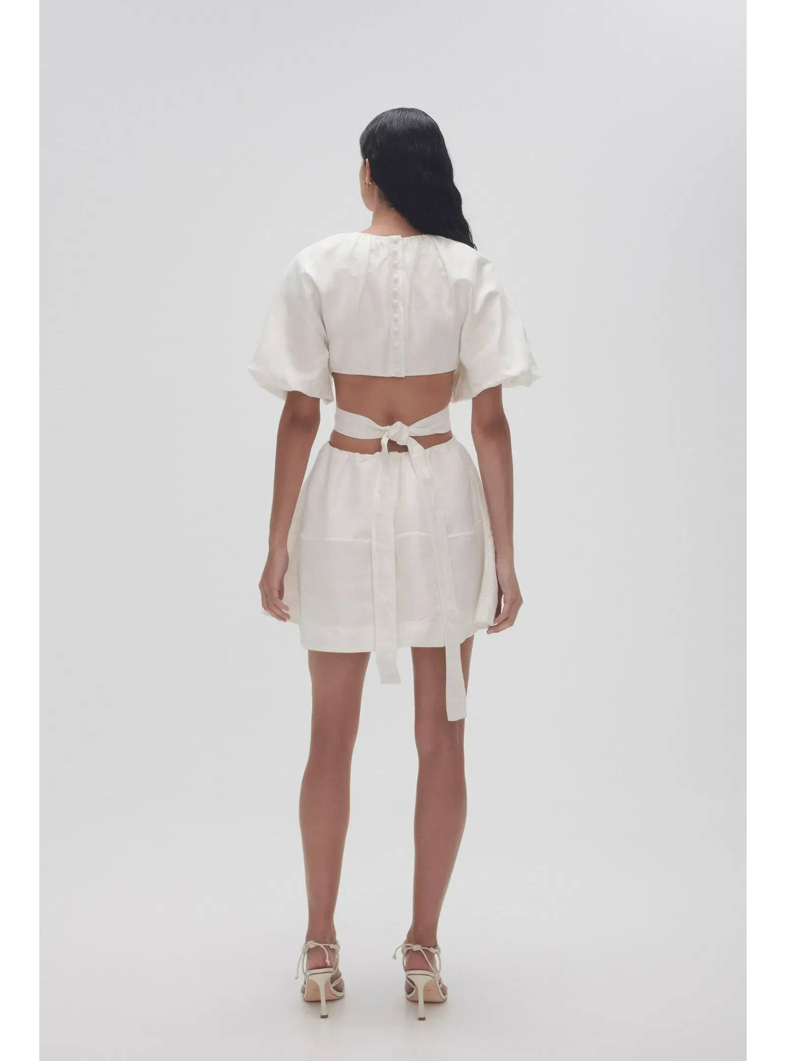 Aje Mimosa Cut Out Mini Dress in Ivory Size AU 6 - Image 3