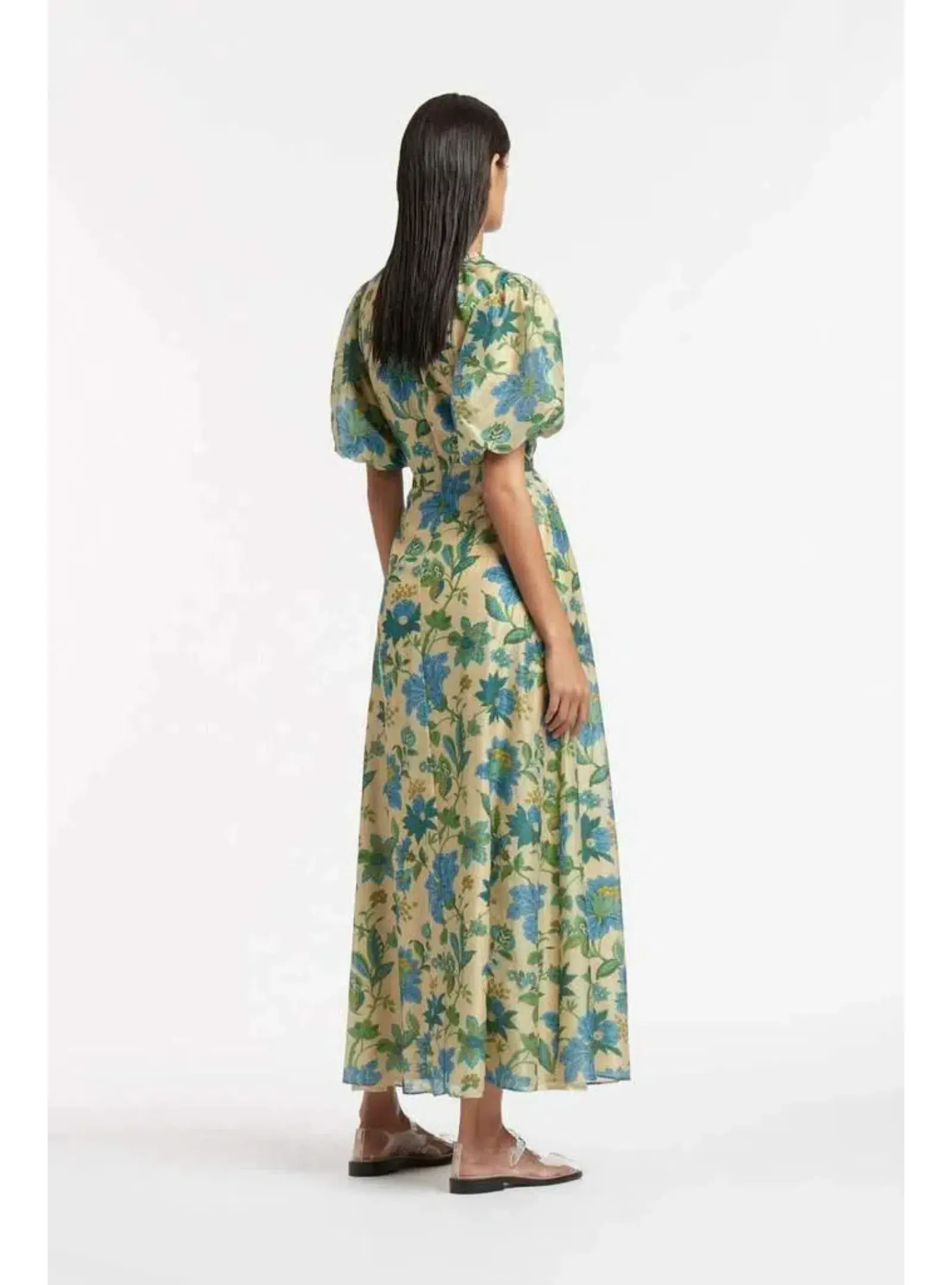 Sir the Label Celia Puff Sleeve Midi Dress Blue Size AU 6 - Image 2