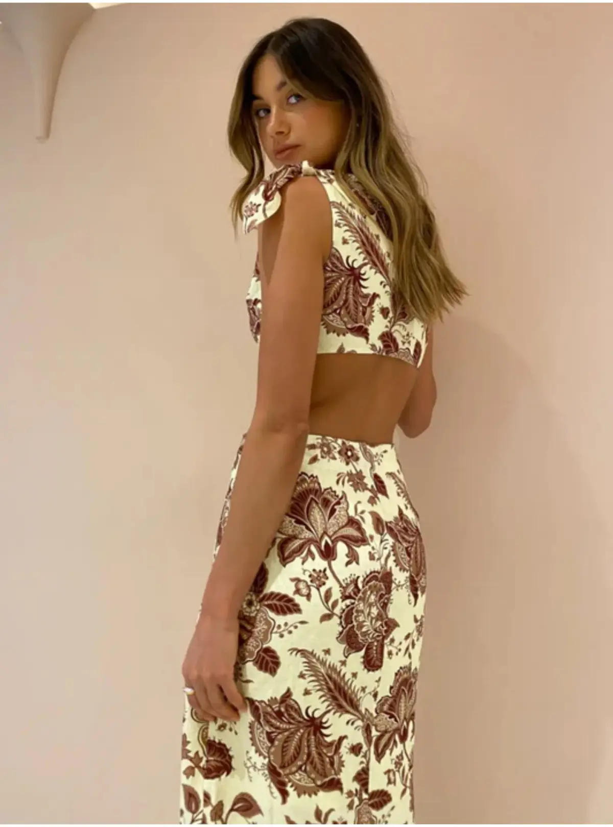 Sir The Label Rei Knot Midi Dress Citrus Lilium Print Size AU 8 - Image 3