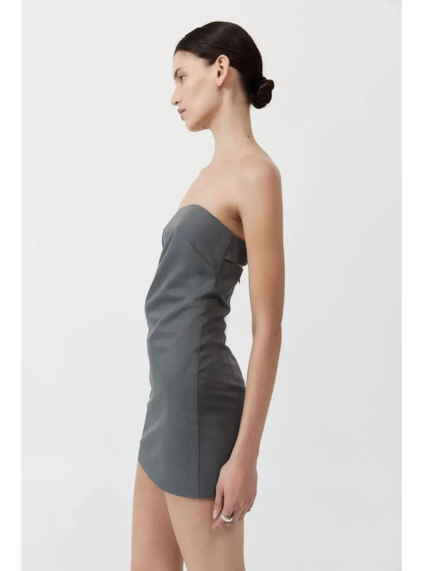 St. Agni Tuck Mini Dress in Pewter Grey Size AU 8 - Image 3