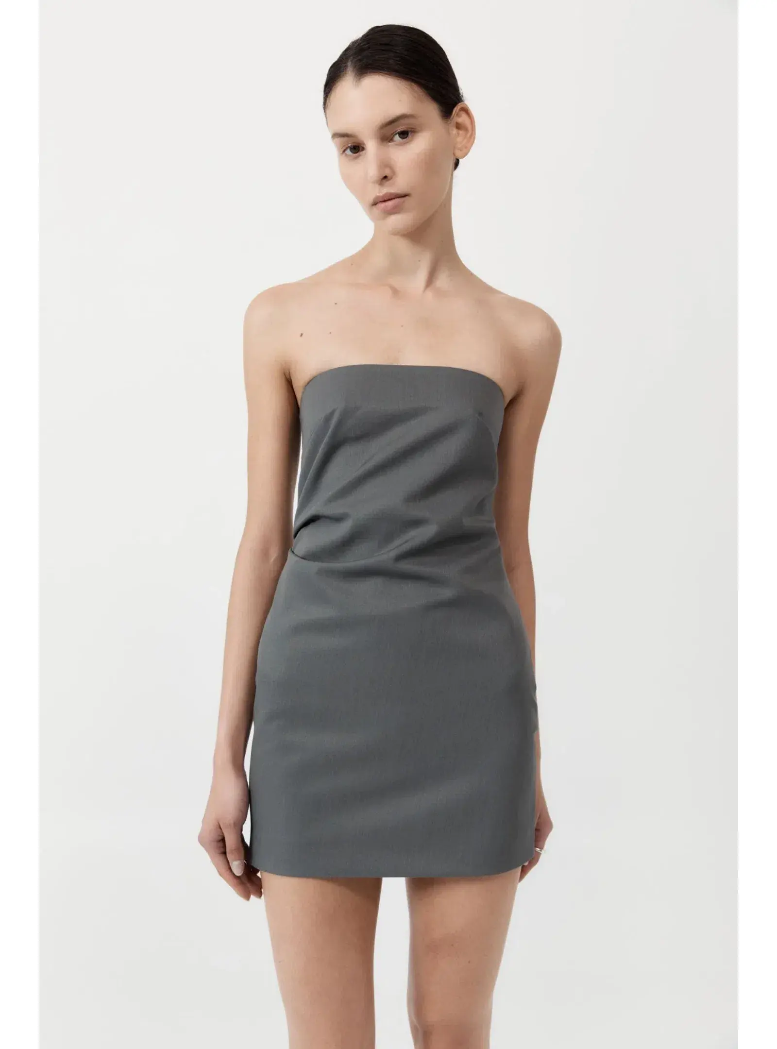 St. Agni Tuck Mini Dress in Pewter Grey Size AU 8 - Image 2