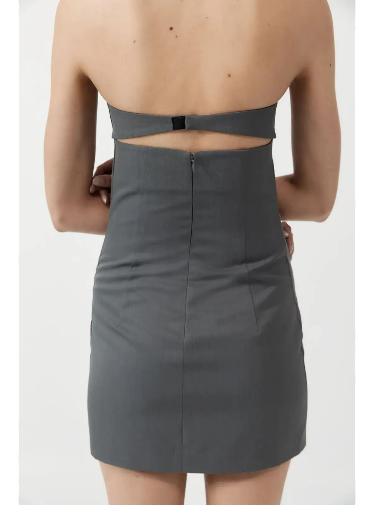 St. Agni Tuck Mini Dress in Pewter Grey Size AU 8 - Image 4