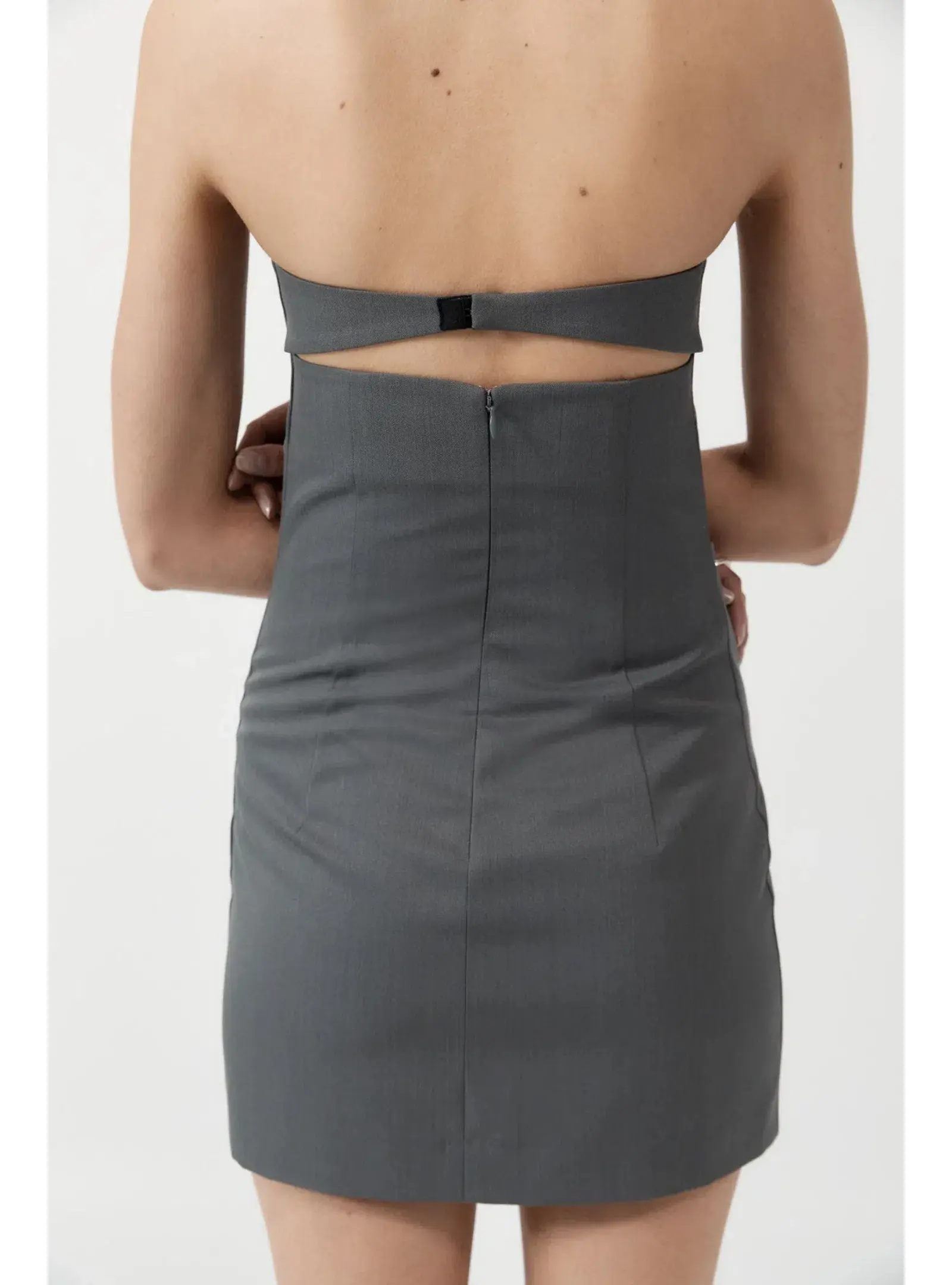 St. Agni Tuck Mini Dress in Pewter Grey Size AU 8 - Image 4