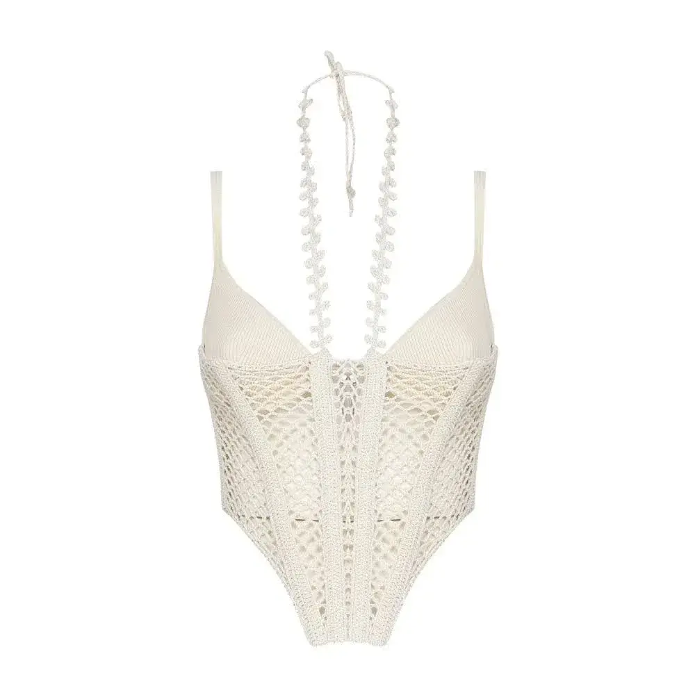 Dion Lee Coral Crochet Corset Cream Size 6 - Image 4
