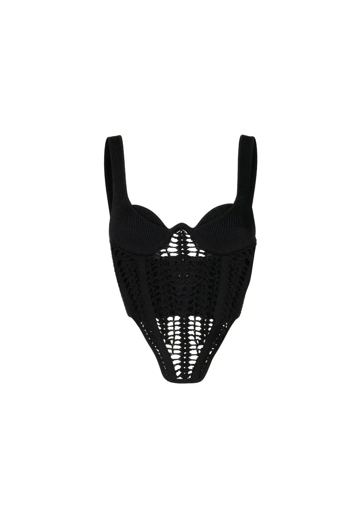 Dion Lee Crochet Knitted Corset Top Black Size 8 - Image 4