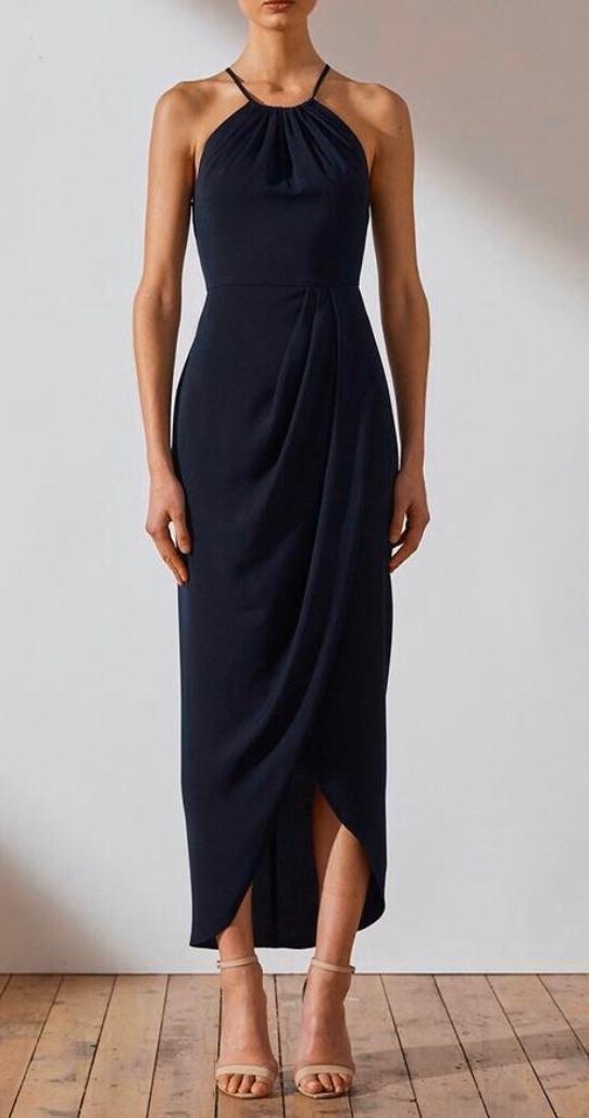 Shona Joy Core High Neck Ruched Dress Navy Size 16 - Image 5