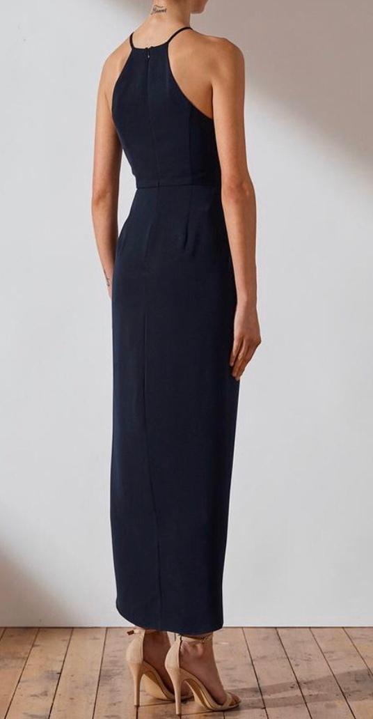 Shona Joy Core High Neck Ruched Dress Navy Size 16 - Image 4