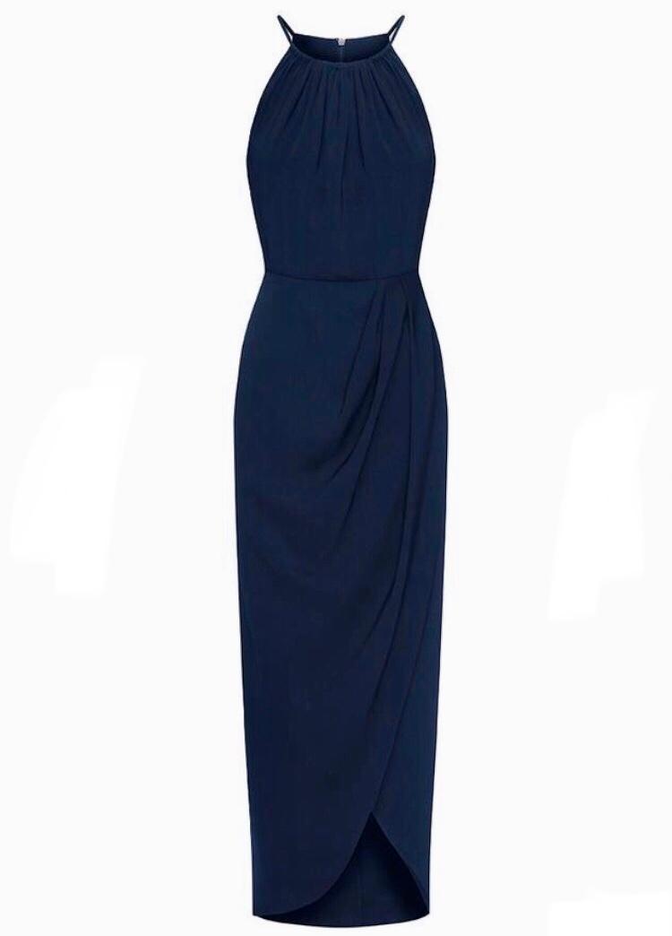 Shona Joy Core High Neck Ruched Dress Navy Size 16 - Image 2