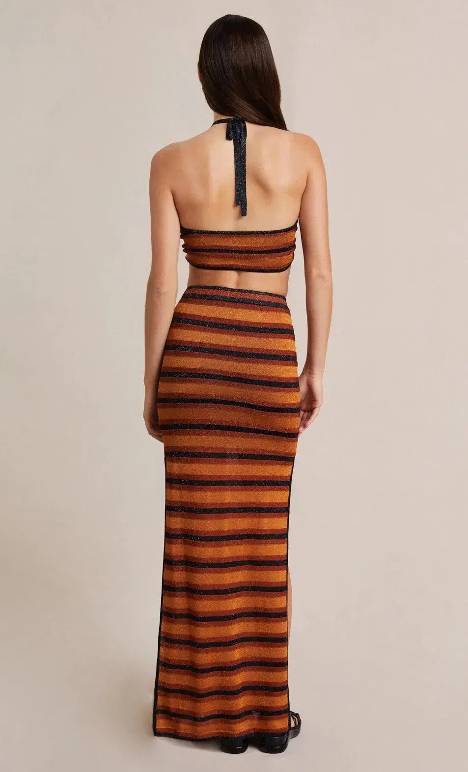 Bec & Bridge Ziggy Knit Maxi Skirt Lurex Stripe Size 8 - Image 2