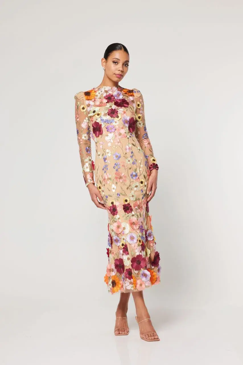 Elliatt Shannon Dress Multi Floral Applique Size S/ AU 8 - Image 2
