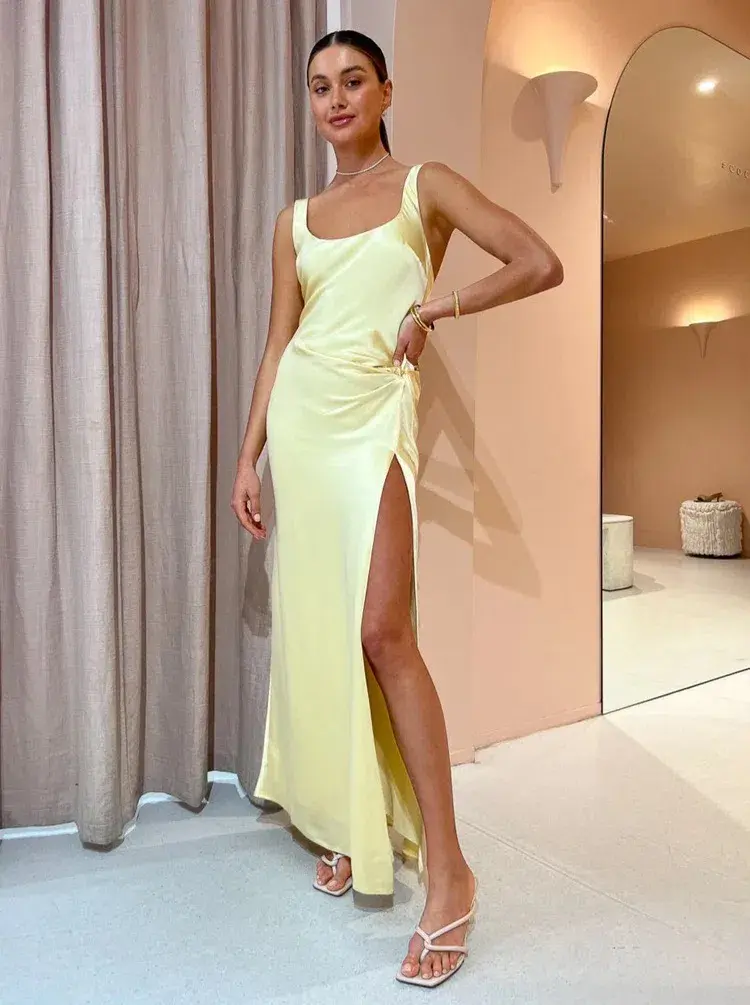 Anna Quan Etta Dress Champagne Lemon Size 8 - Image 1