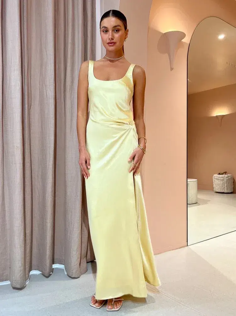 Anna Quan Etta Dress Champagne Lemon Size 8 for rent on The Volte - main image