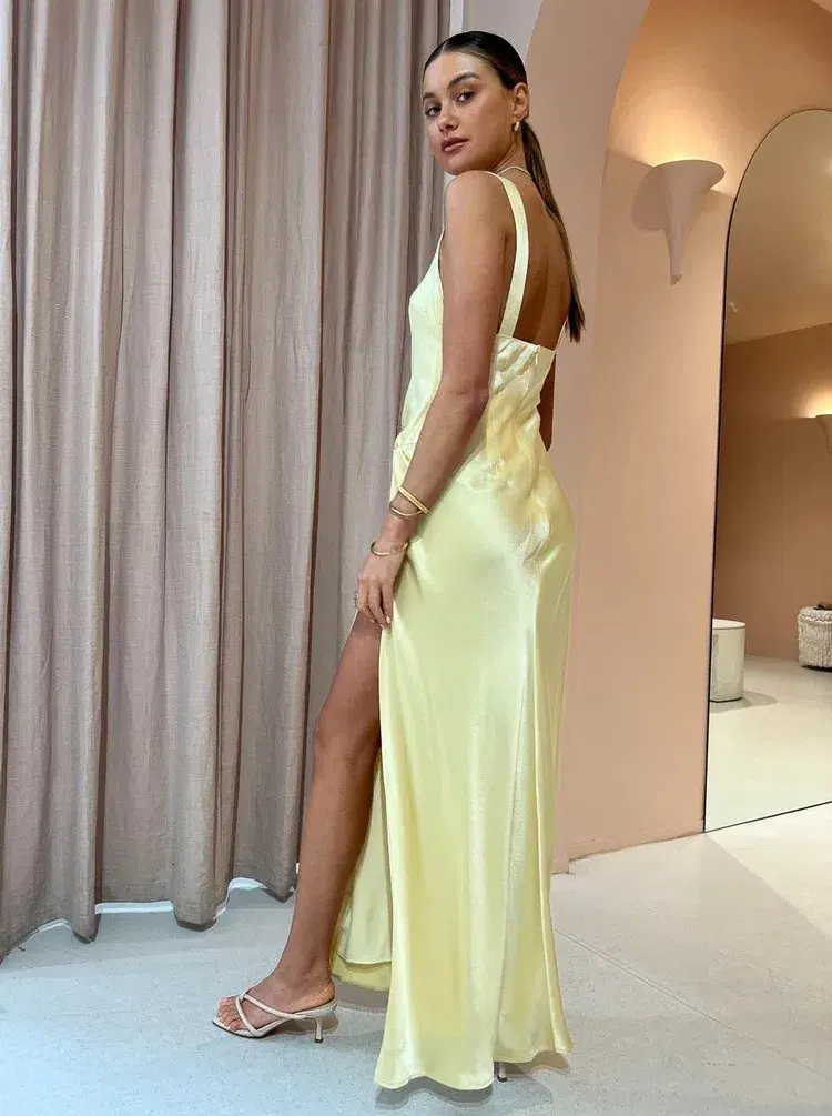 Anna Quan Etta Dress Champagne Lemon Size 8 for rent on The Volte - main image