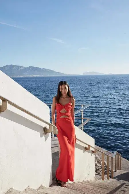 Anna Quan Natalia Maxi Cutout Dress Chili Red Size 8 - Image 2