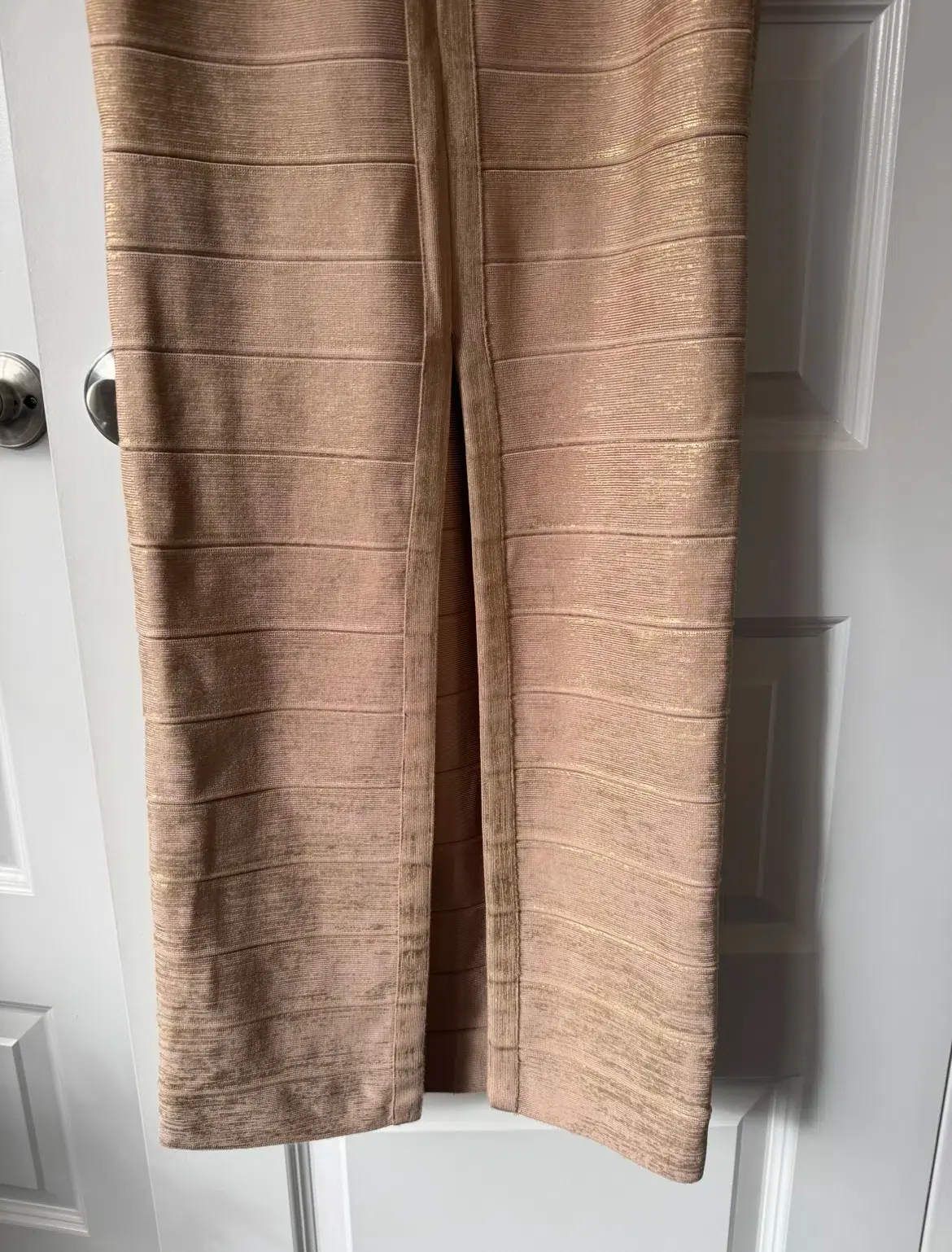 Herve Leger Sweetheart Banded Foil Gown Gold in Size XS/ AU 6 - Image 5