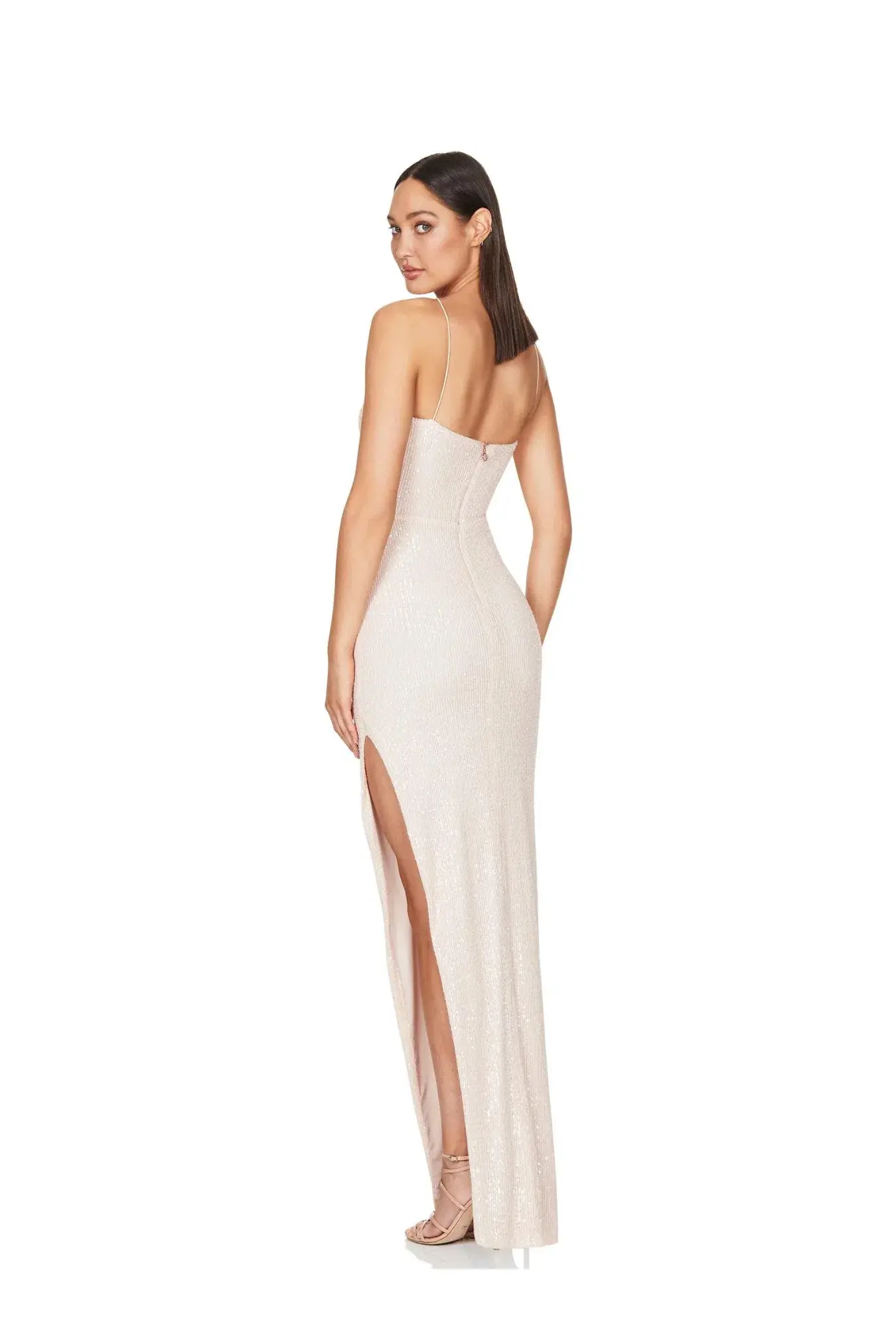 Nookie Leilani Gown in Shimmering Nude Sequins Size 6  - Image 3
