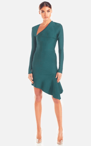 MISHA Donna Mini Bandage Dress Teal Size 12 - Image 1