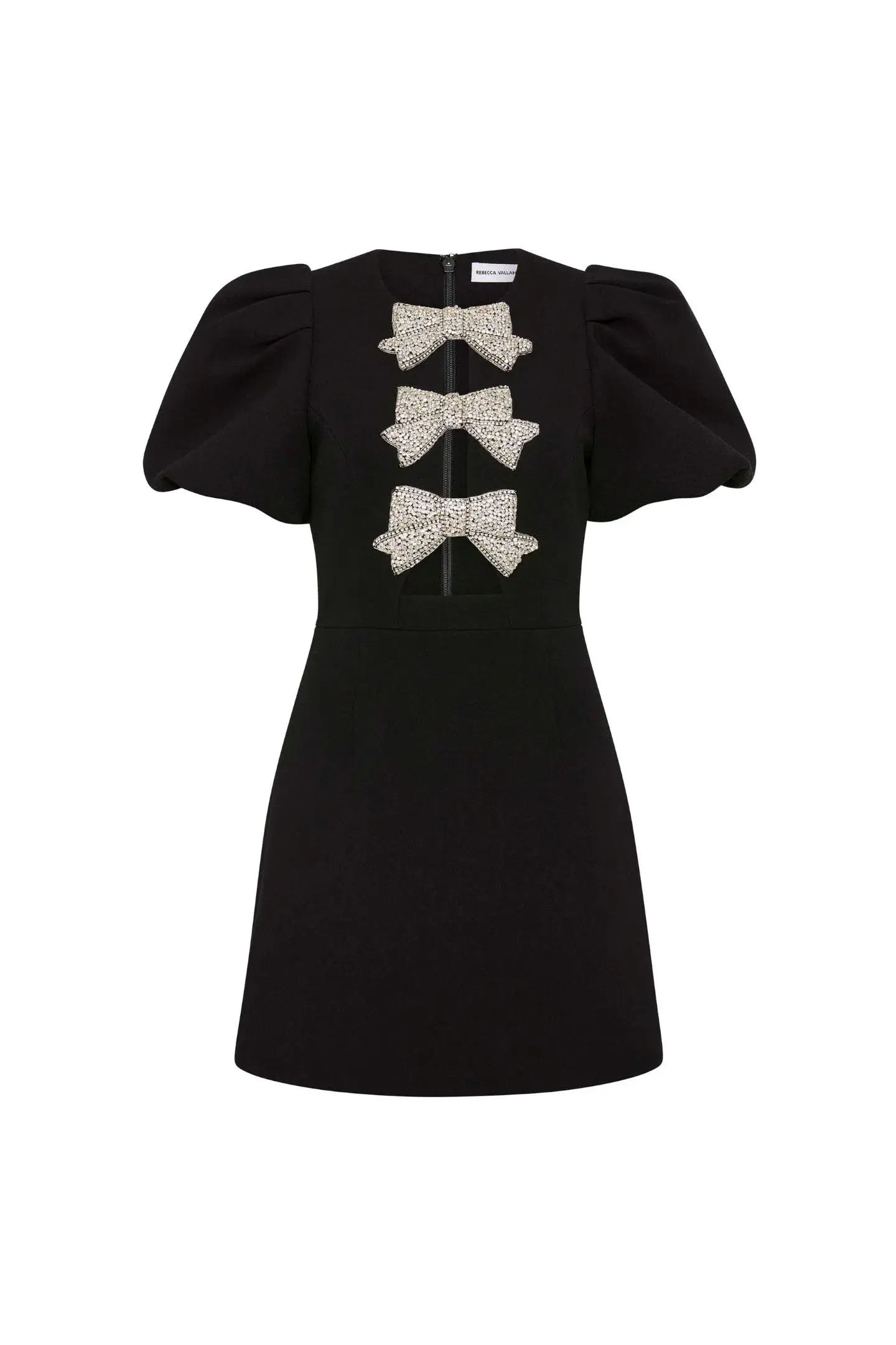 Rebecca Vallance Juliana Puff Sleeve Mini Dress Black Size 10  - Image 4