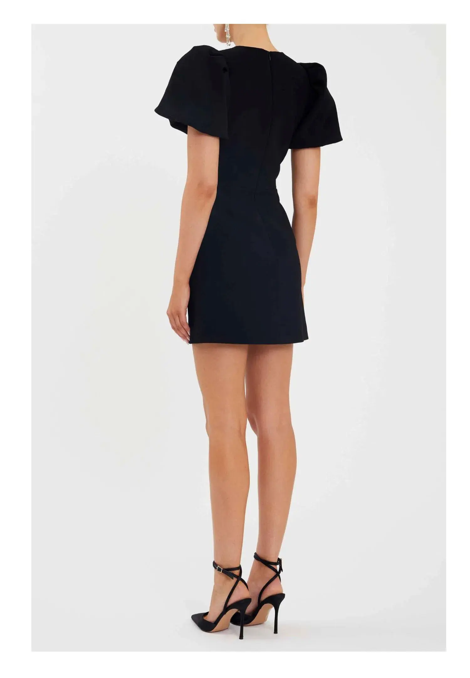 Rebecca Vallance Juliana Puff Sleeve Mini Dress Black Size 10  - Image 3
