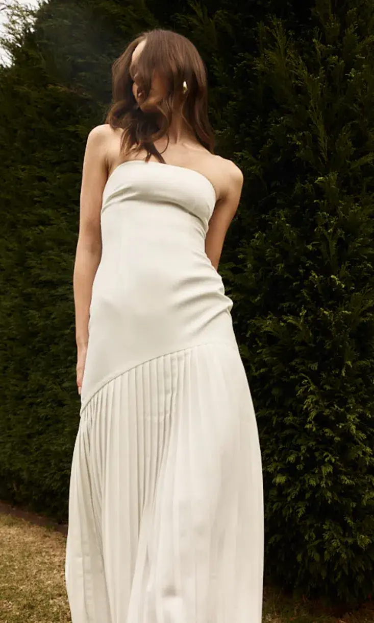 Bianca & Bridgett Mara Pleated Dress White Size 6 - Image 4
