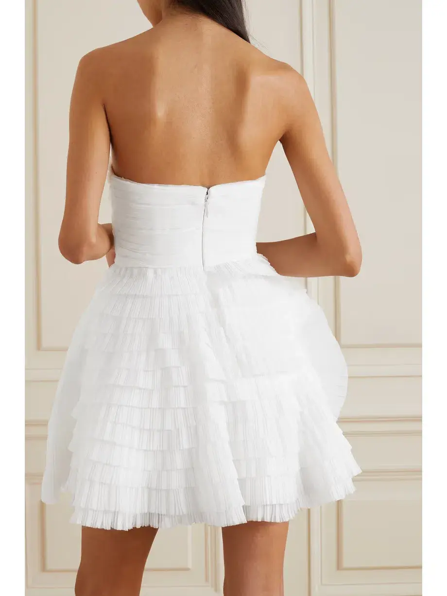 Aje Expressive Pleated Mini Dress Ivory Size 8 - Image 3