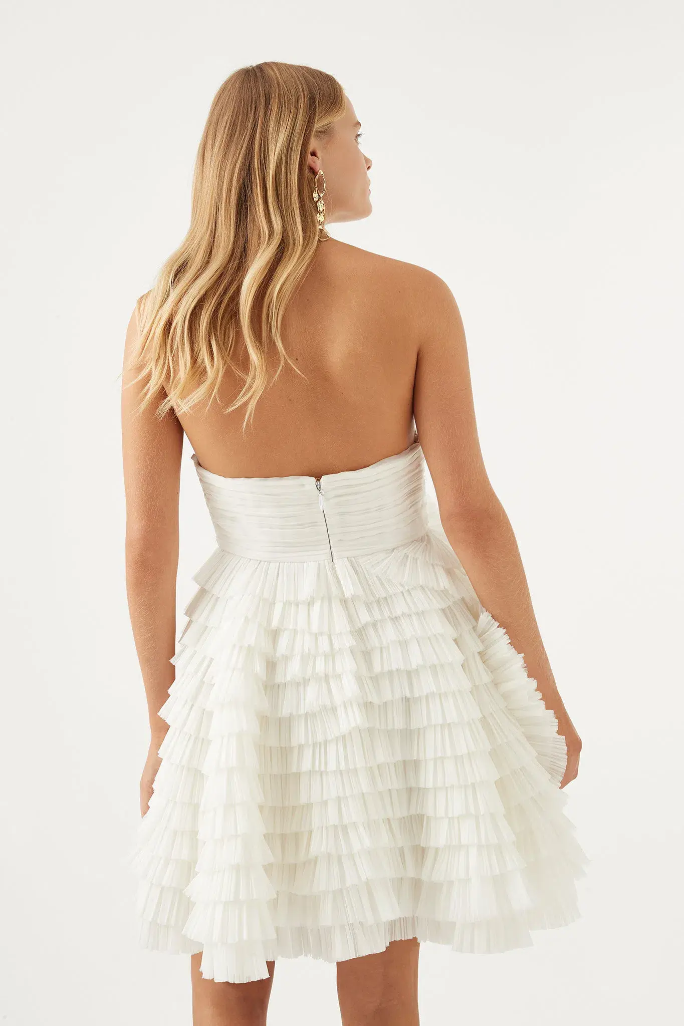 Aje Expressive Pleated Mini Dress Ivory Size 8 - Image 7