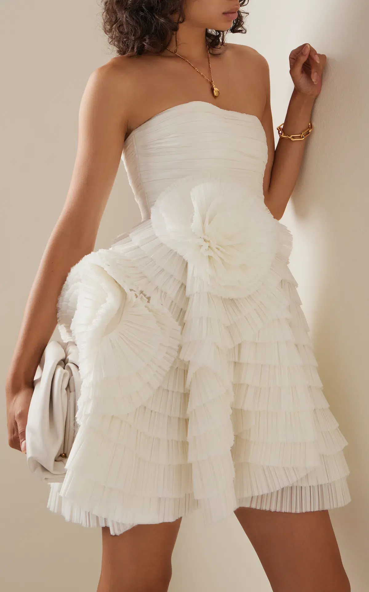 Aje Expressive Pleated Mini Dress Ivory Size 8 - Image 2
