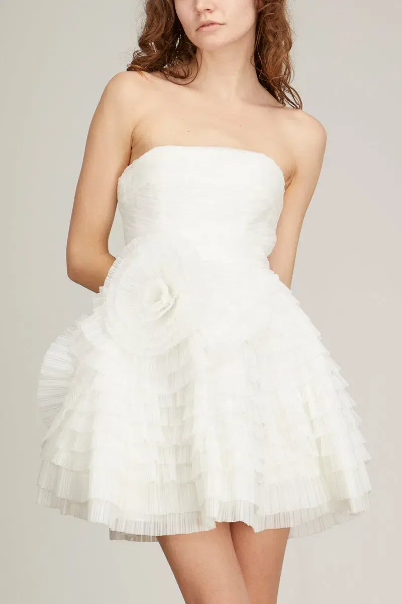 Aje Expressive Pleated Mini Dress Ivory Size 8 - Image 5