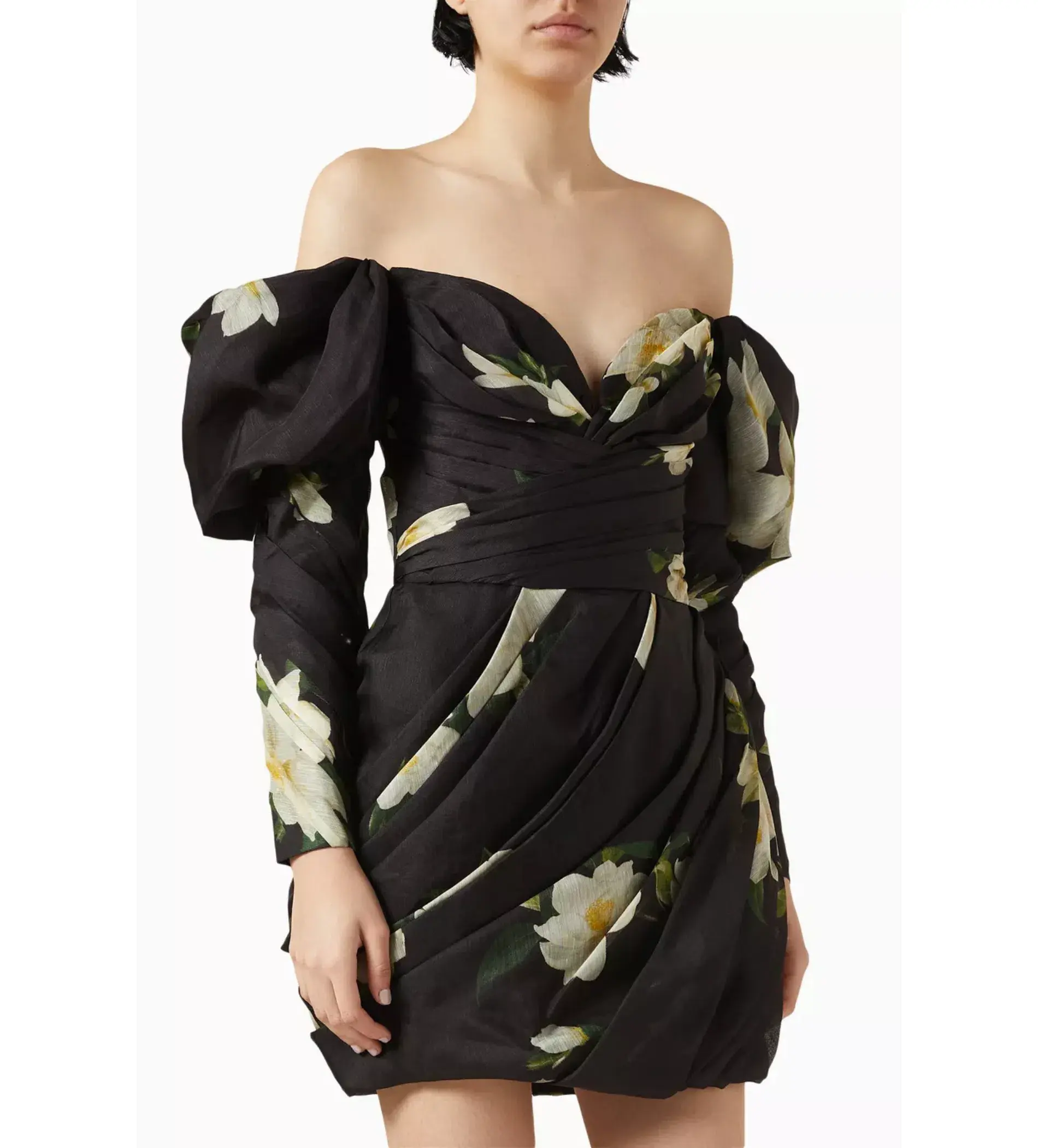 Zimmermann The Harmony Drape Mini Dress in Black Magnolia Size 1 / AU 10  - Image 2