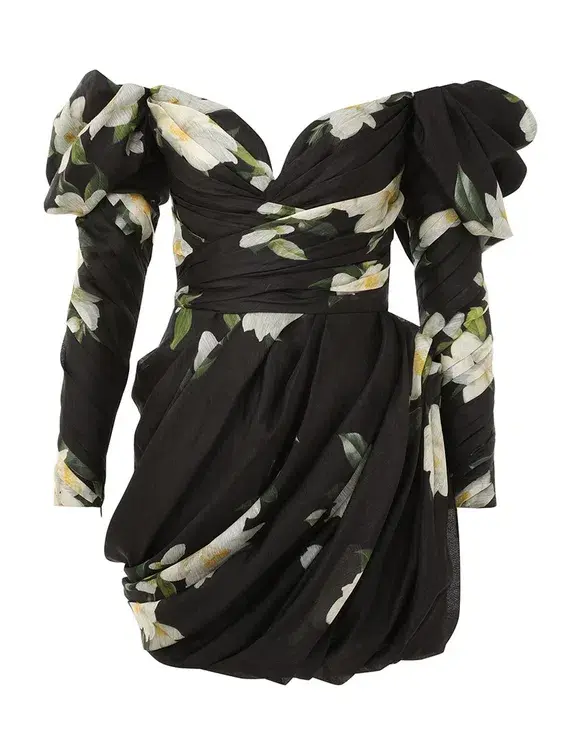 Zimmermann The Harmony Drape Mini Dress in Black Magnolia Size 1 / AU 10  - Image 3