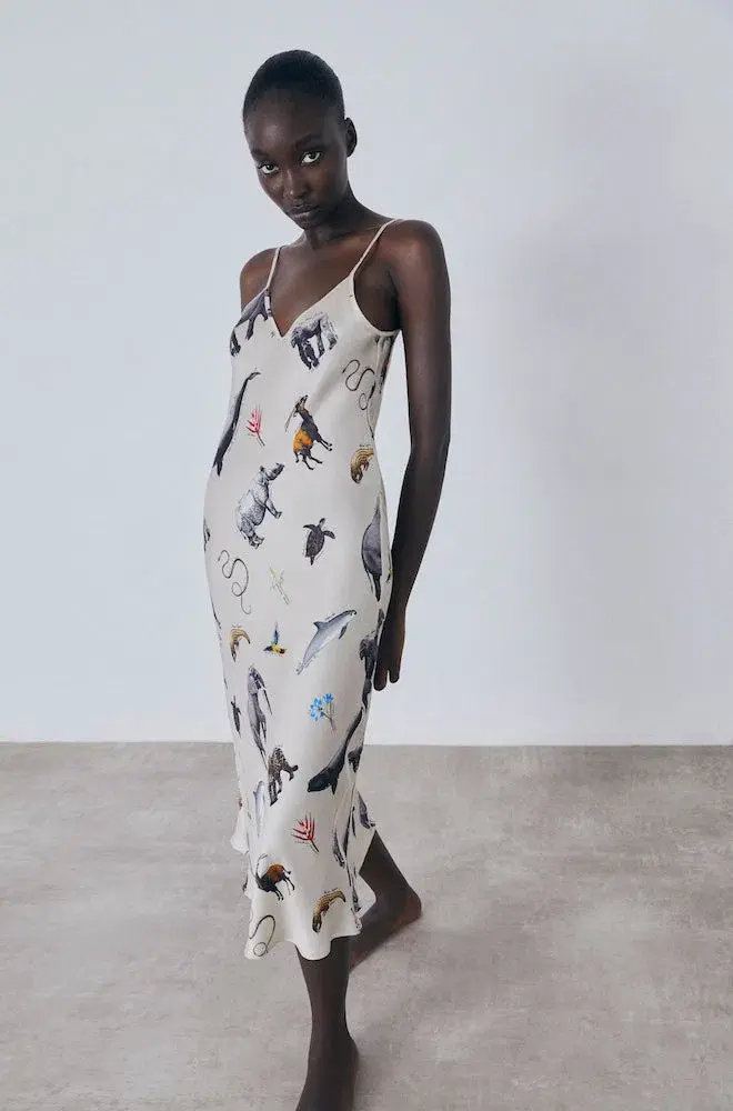 Silk Laundry 90's Slip Dress in Endangered Species Size S / AU 8 - Image 1