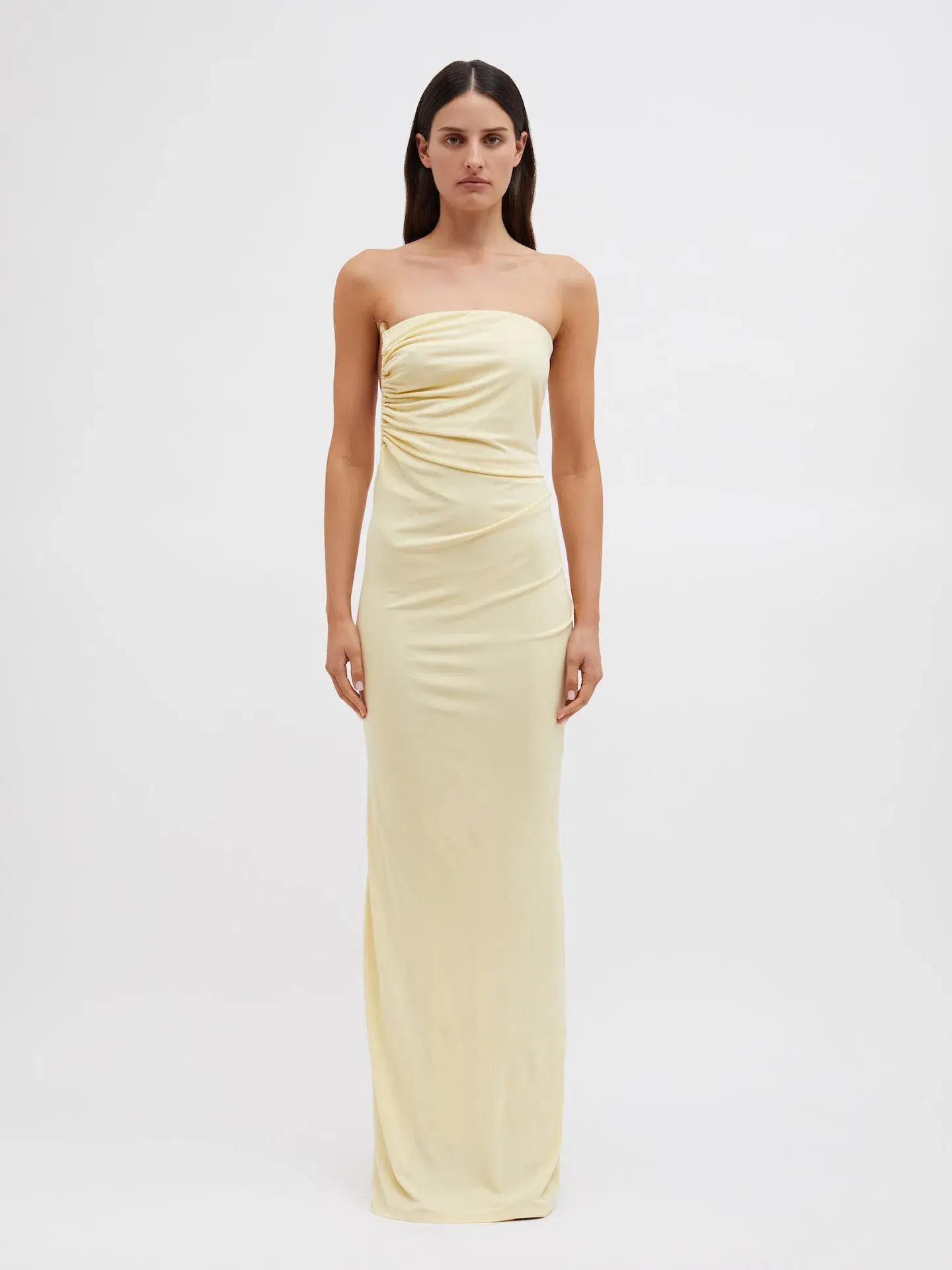 Christopher Esber Odessa Arced Side Strapless Gown Butter Size 6 - Image 1