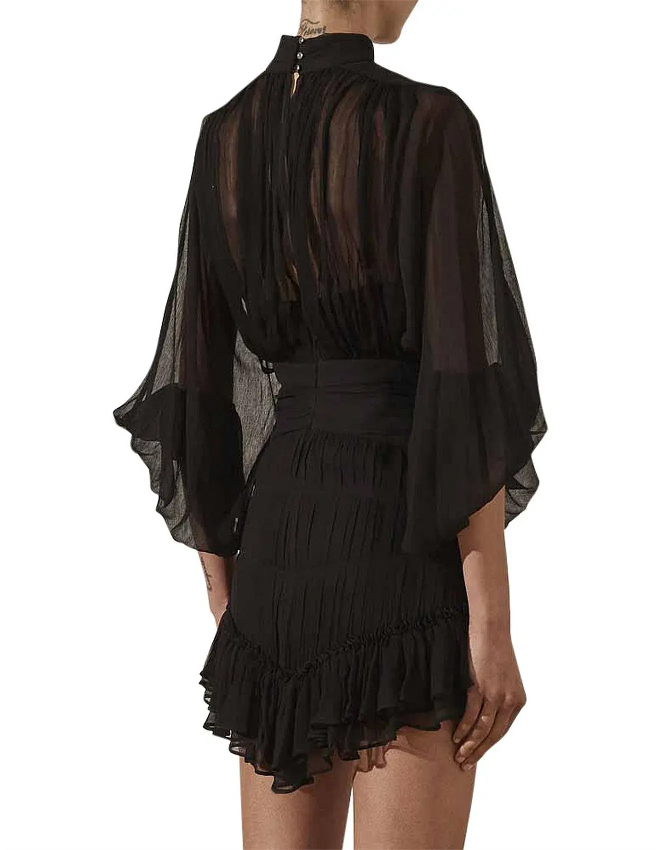Shona Joy Clemence Long Sleeve Mini Dress Black Size 6 - Image 3