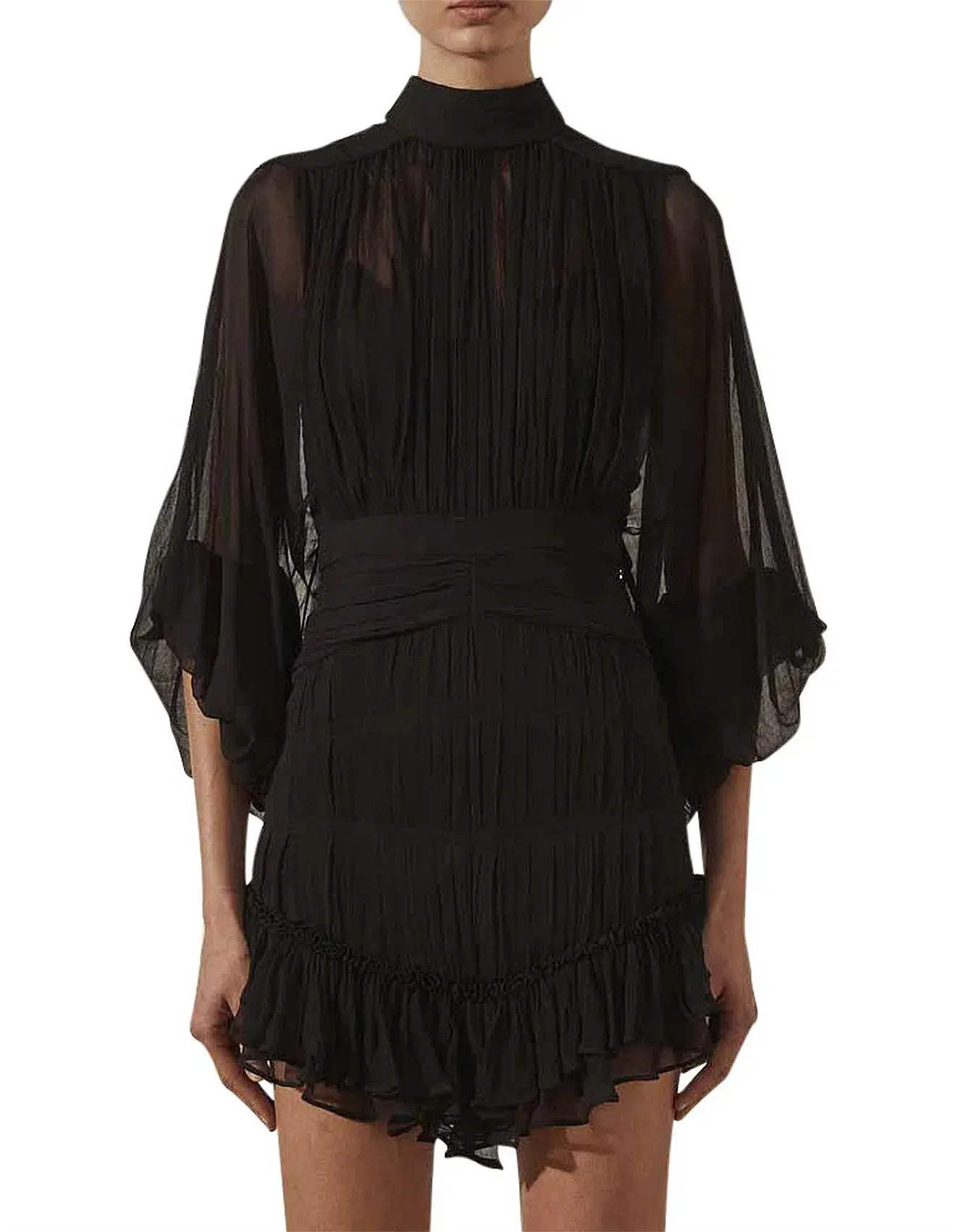 Shona Joy Clemence Long Sleeve Mini Dress Black Size 6 - Image 4