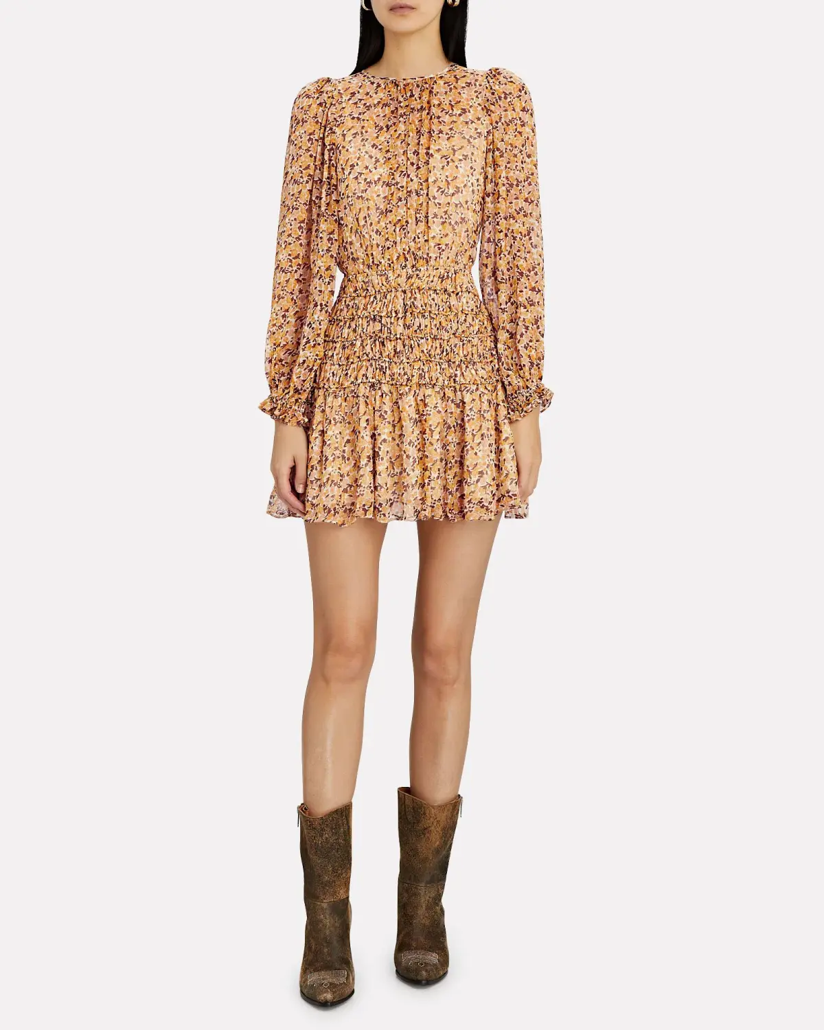 Shona Joy Colette Balloon Sleeve Mini Dress Floral Size 8 - Image 1